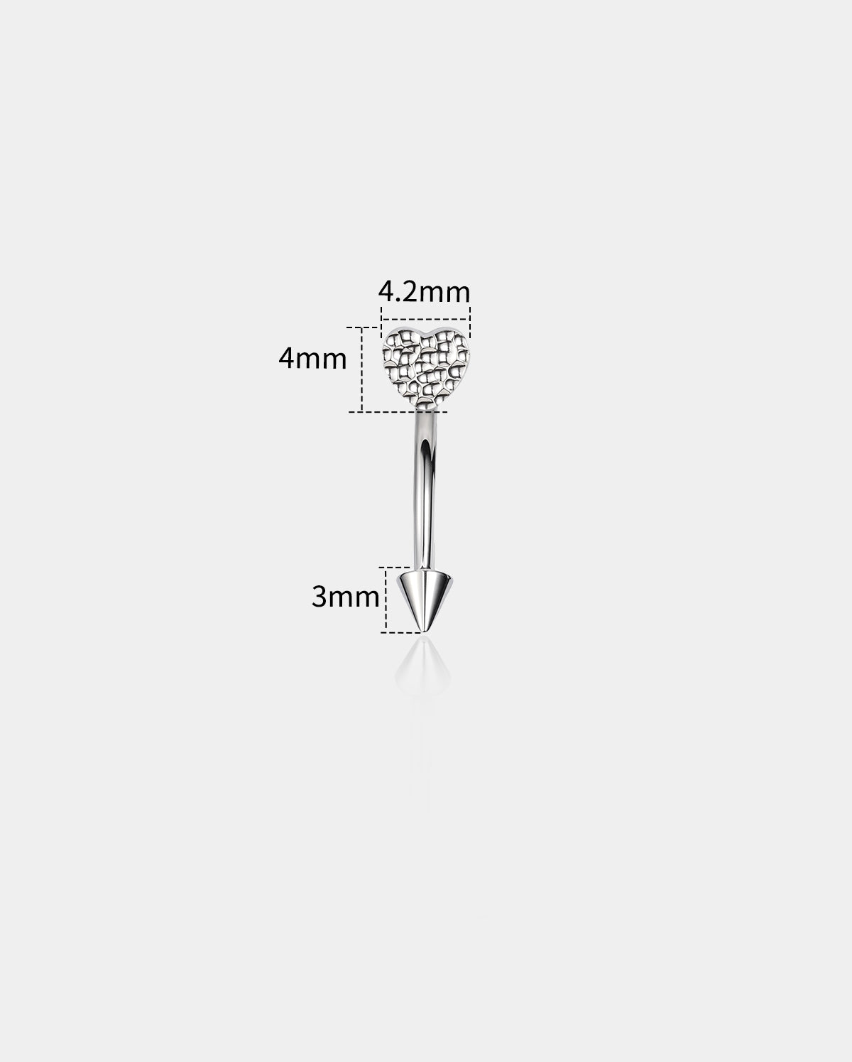 Hammered Heart Internally Threaded Eyebrow Rook Ring