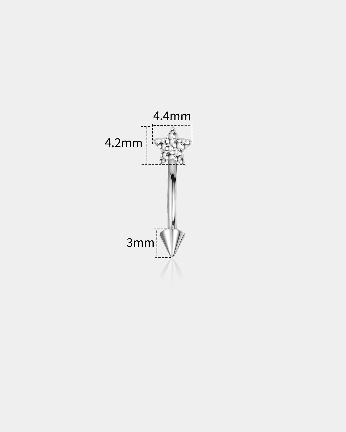 Hammered Star Internally Threaded Eyebrow Rook Ring