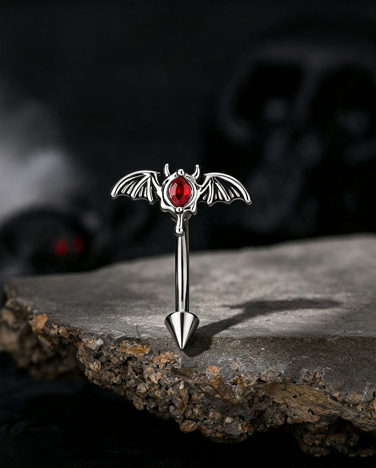 Bat Wing Devil Eye CZ Curved Eyebrow Ring