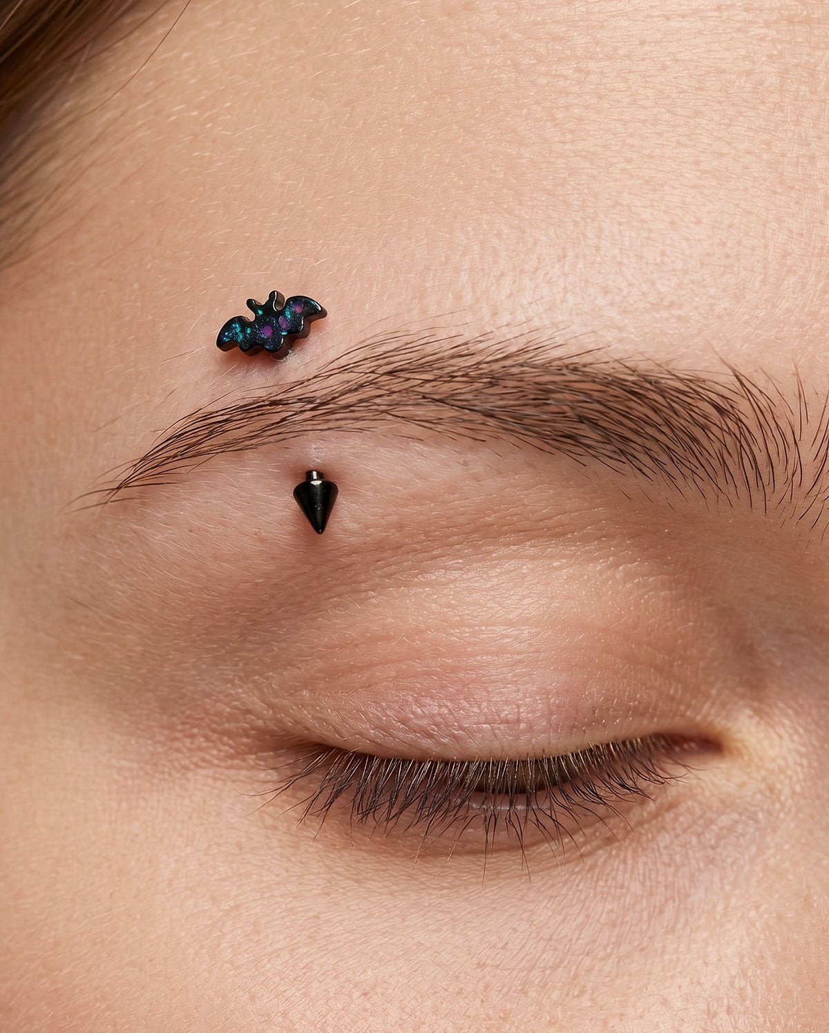 Glitter Bat Internally Threaded Curved Eyebrow Piercing