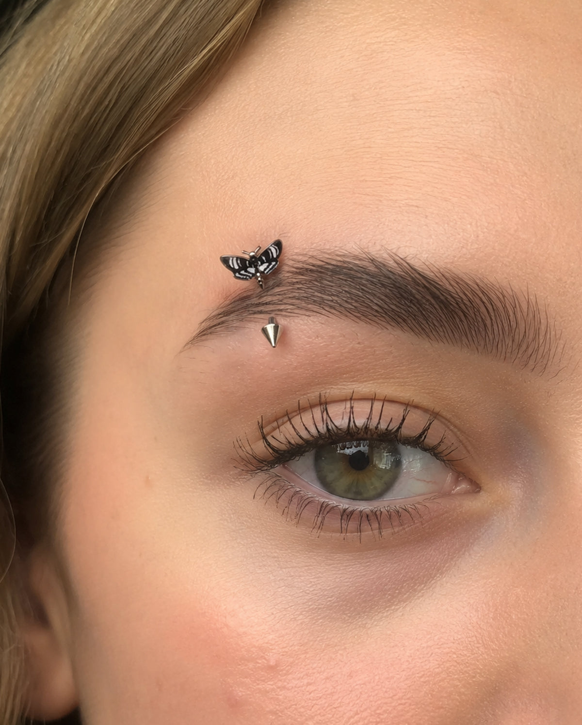Moth Internally Threaded Curved Eyebrow Ring