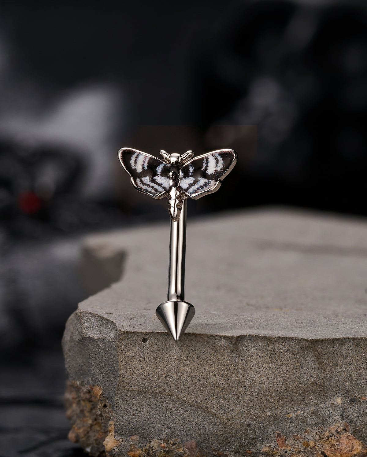 Moth Internally Threaded Curved Eyebrow Ring