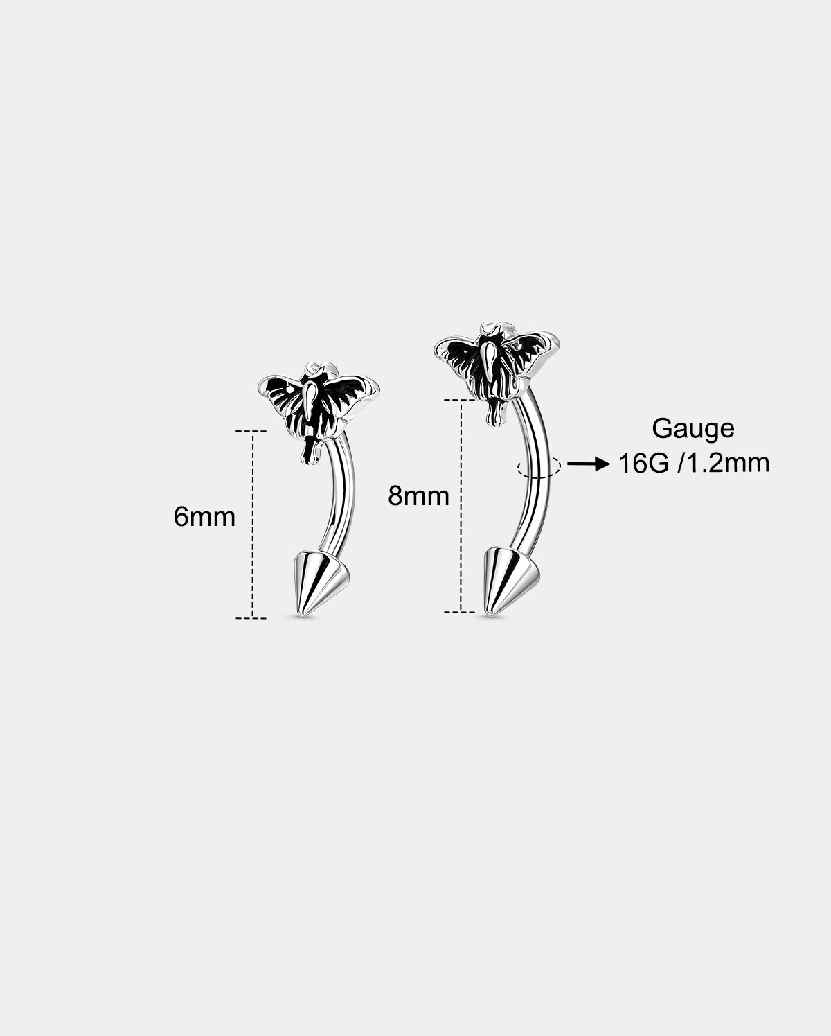 16g Moth Spike Curved Barbell Eyebrow Ring