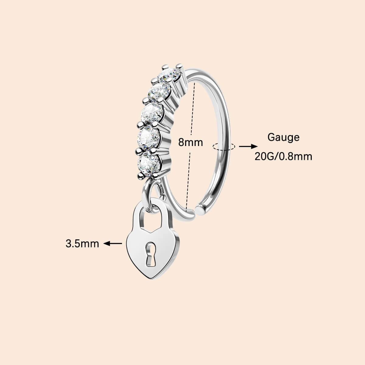 20g lock nose ring