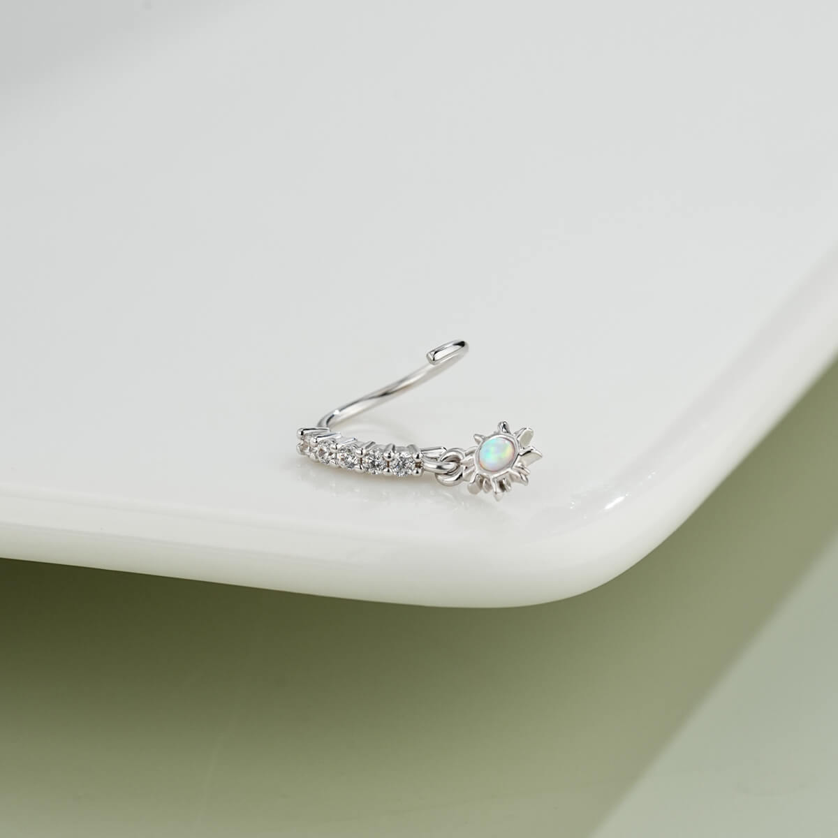 Opal Sunflower Dangle Seamless Nose Ring