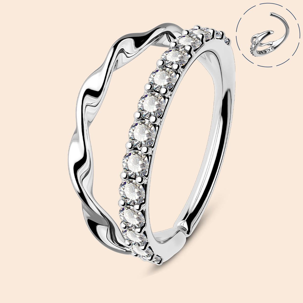 oufer waved CZ nose rings