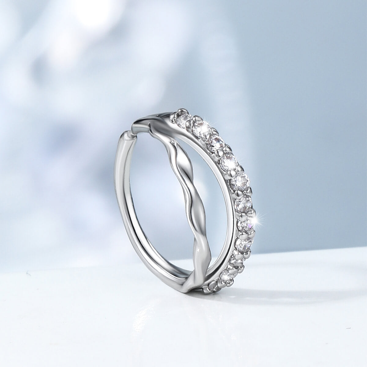 double waved CZ nose rings
