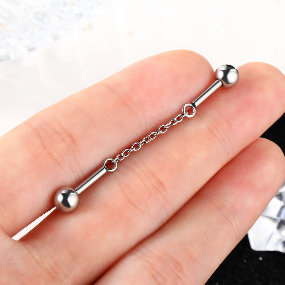 14G 316L Stainless Steel Simple Chain Industrial Barbell