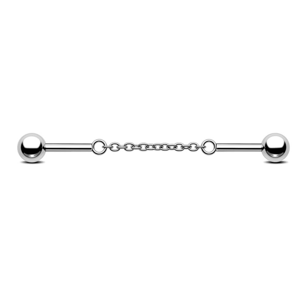 14G 316L Stainless Steel Simple Chain Industrial Barbell