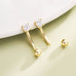14K Solid Gold 16G Clear CZ Curved Barbell Eyebrow and  Rook Earring