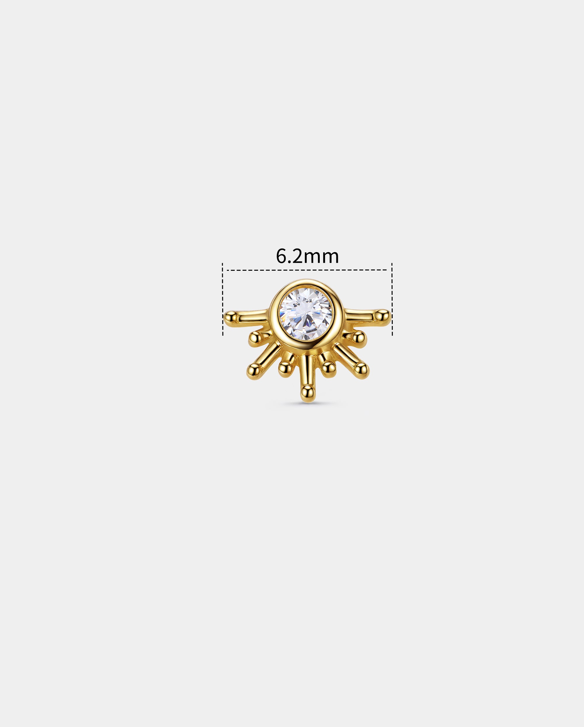 14K Solid Gold Sunburst Moissanite Helix Stud