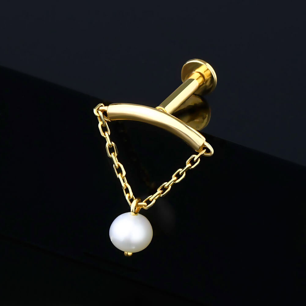 14k gold pearl cartilage earrings