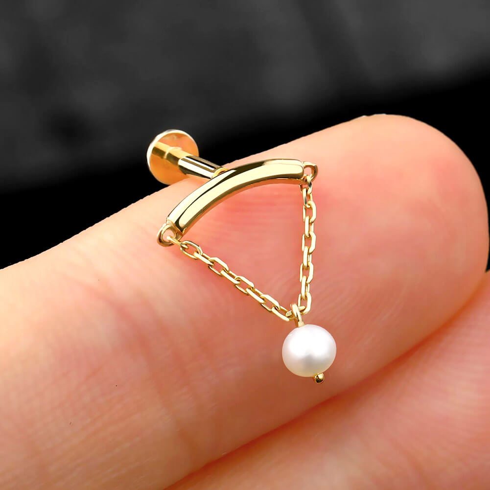 14k gold pearl cartilage earrings