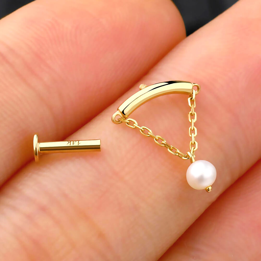internally threaded pearl cartilage earrings