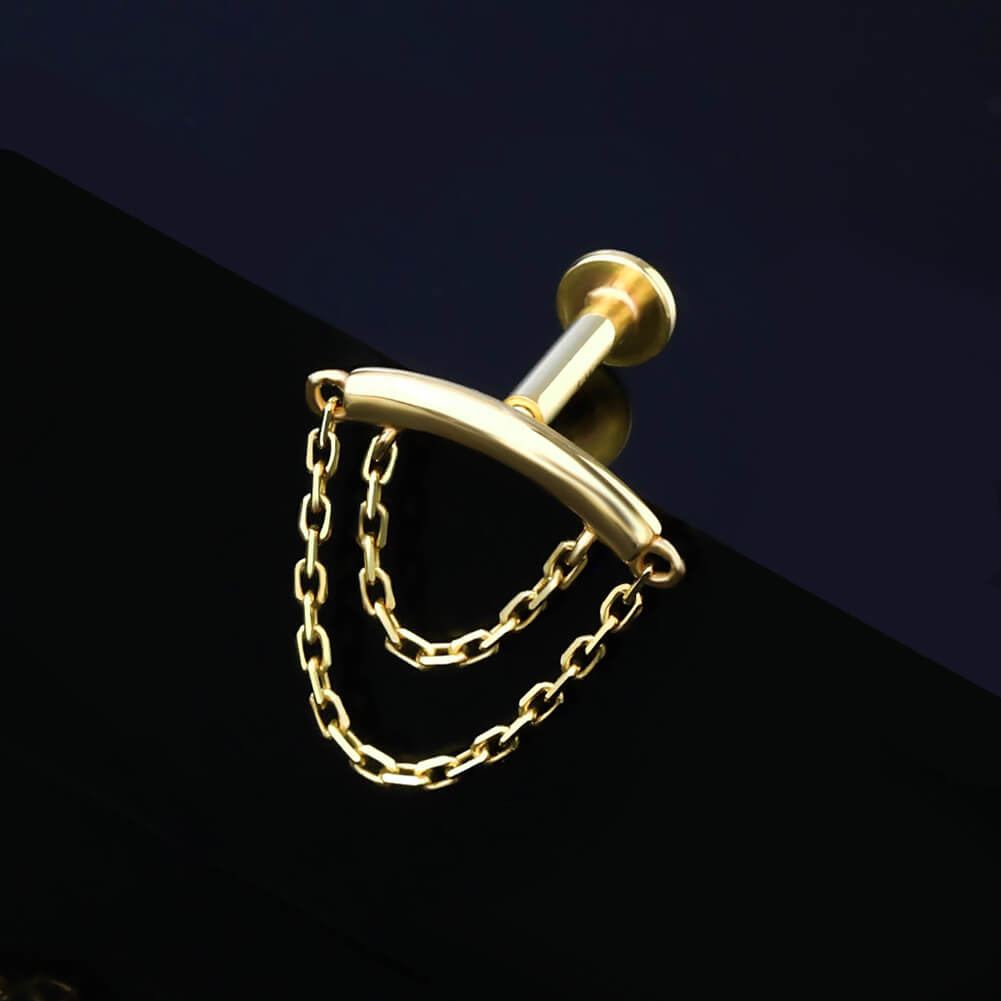 14k gold helix chain earrings