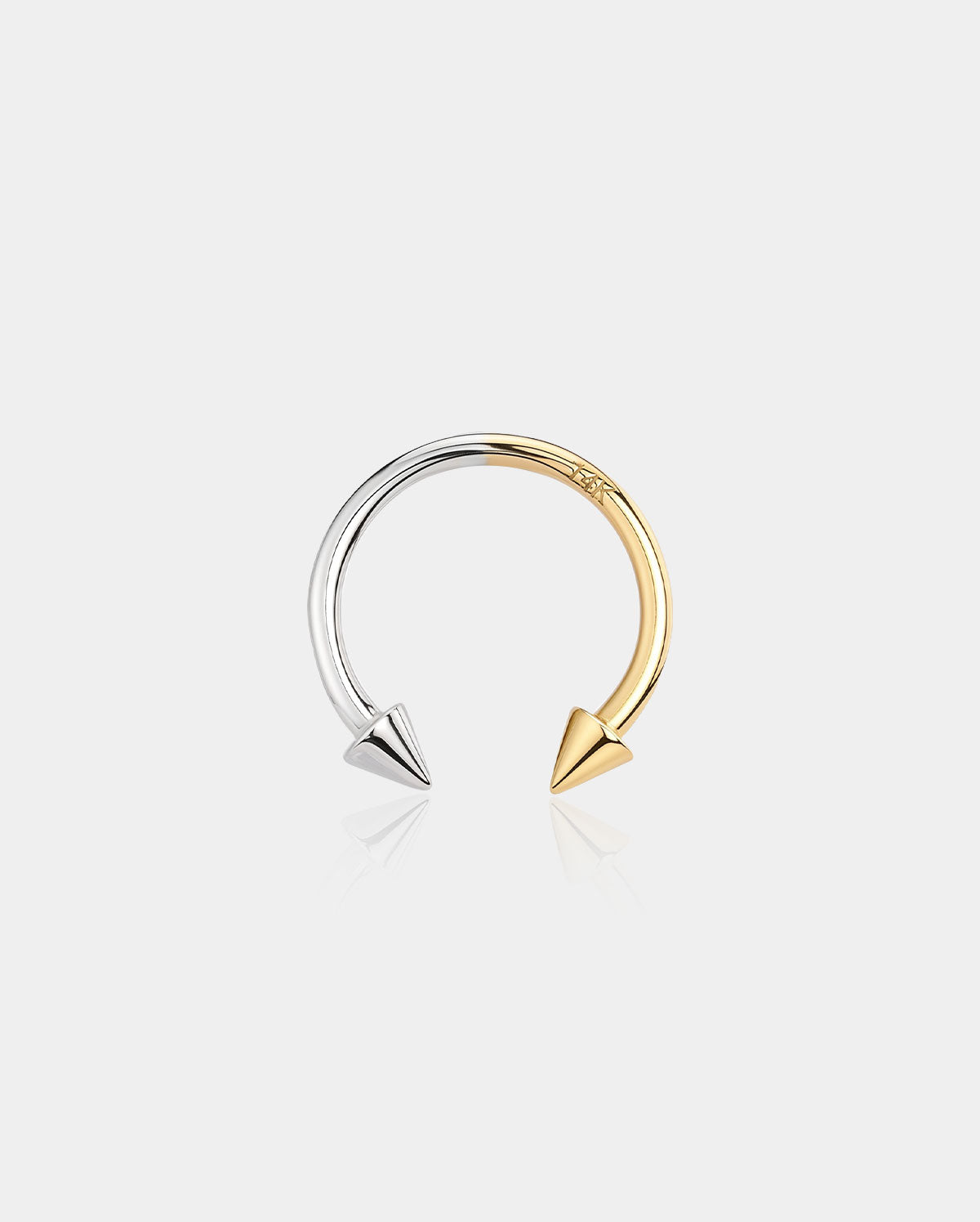 14k white and yellow gold septum ring