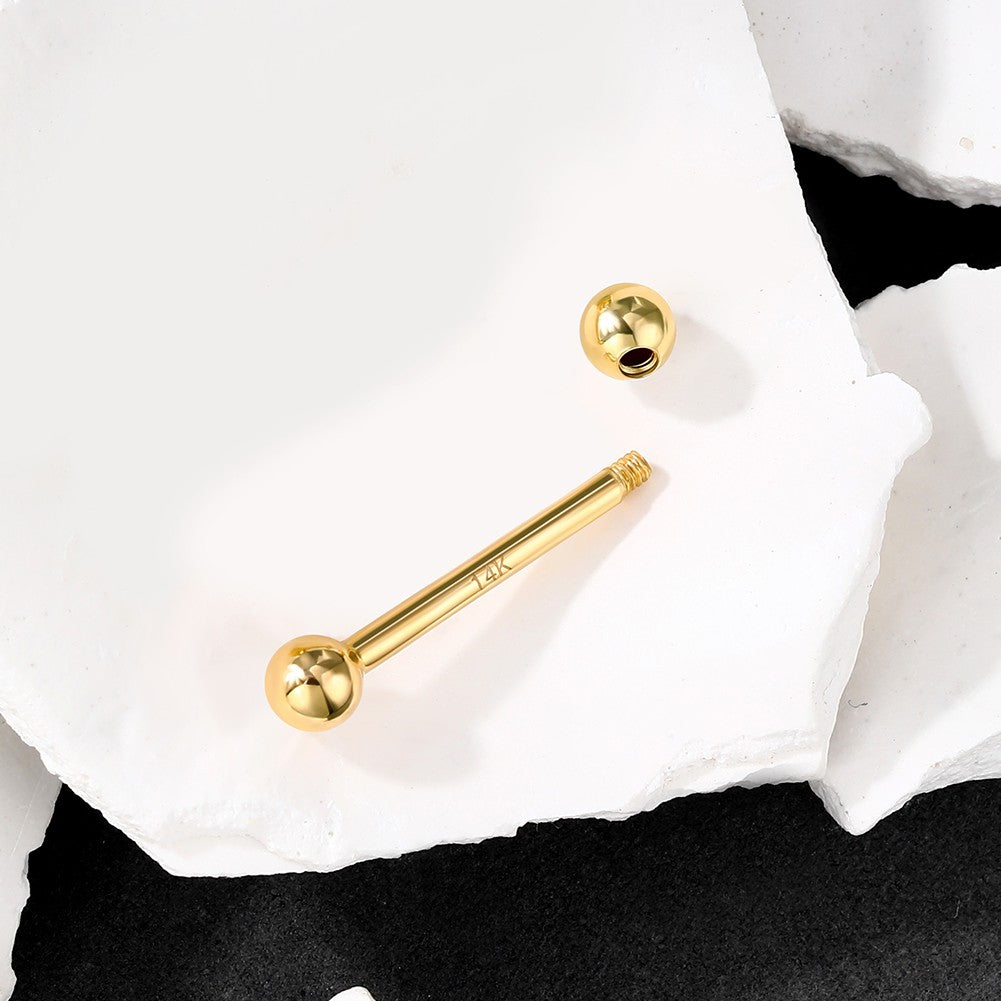 14K Gold Nipple Ring Solid Ball Nipple Piercing Barbell