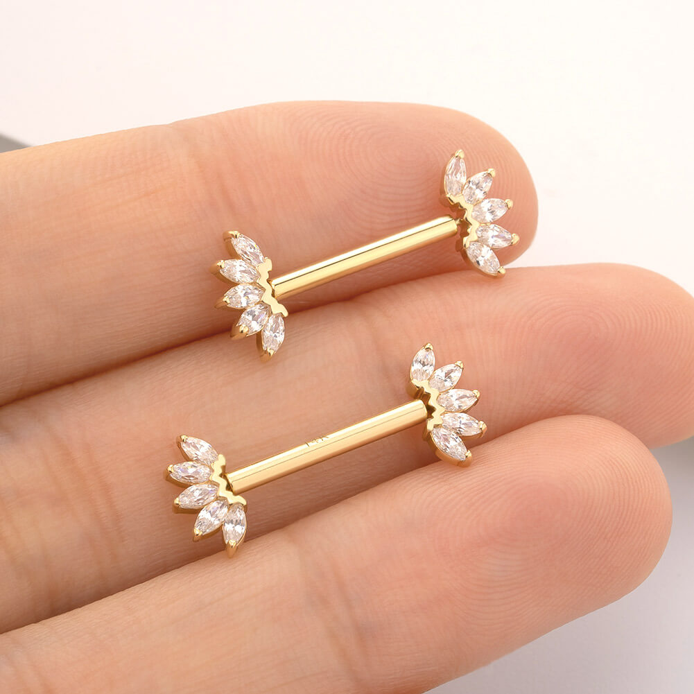 2PCS 14K Gold Nipple Rings/14g Nipple Jewelry/nipple 