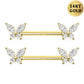 14k gold butterfly nipple piercings