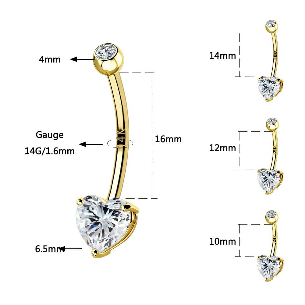 16mm real gold belly ring