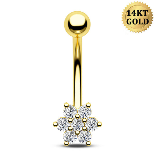 solid gold snowflake belly ring