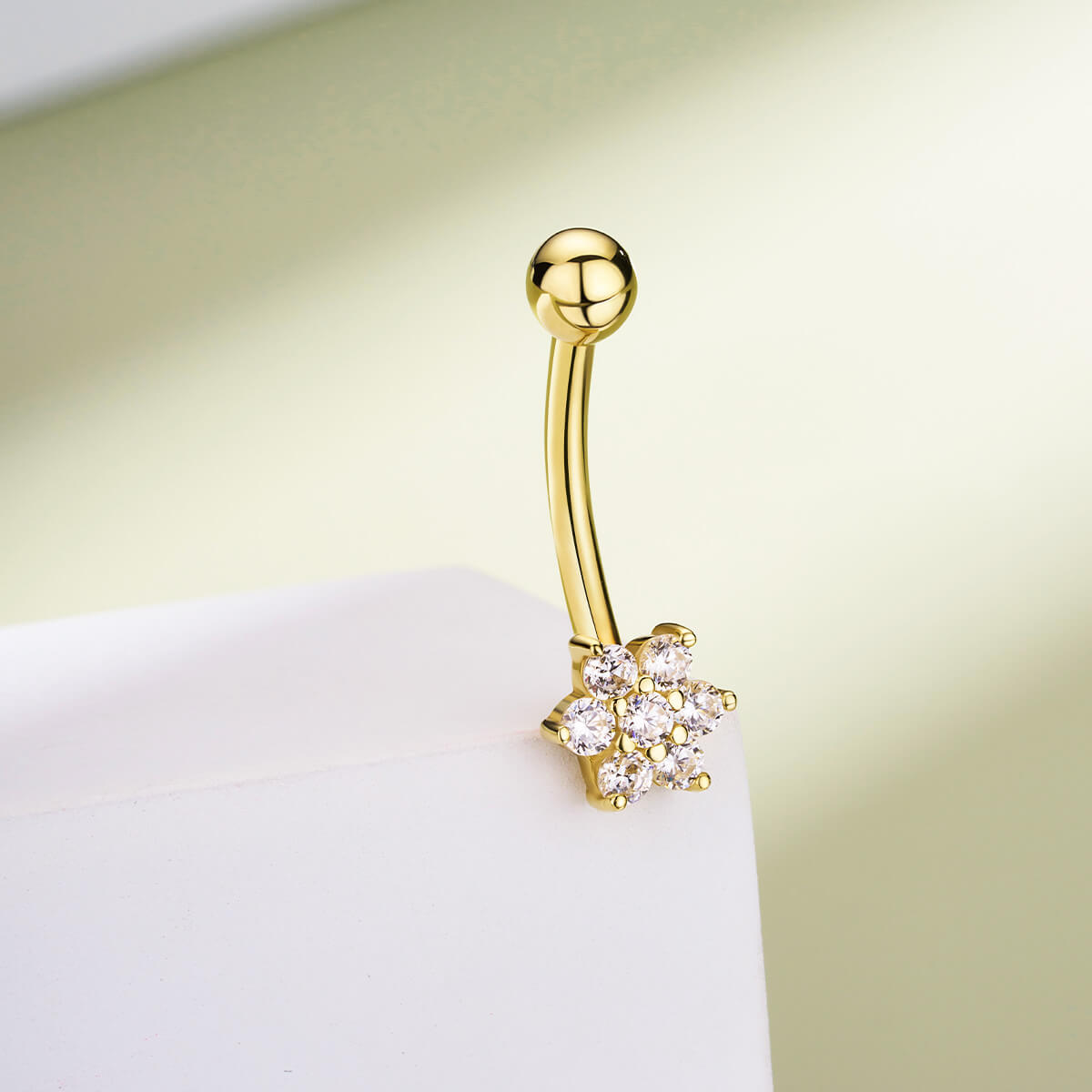 14k gold snowflake belly ring