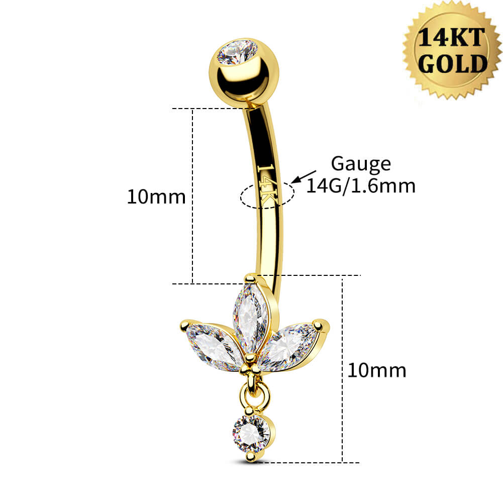 14g flower belly button rings