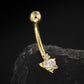 14k gold heart belly button ring