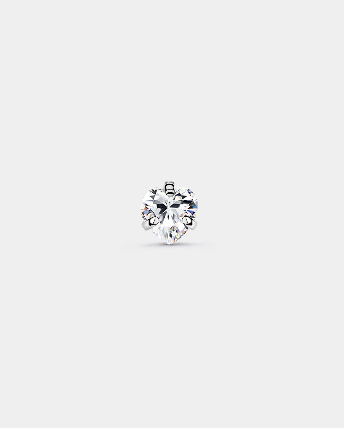 14K White Gold Heart CZ L-Shaped Nose Stud