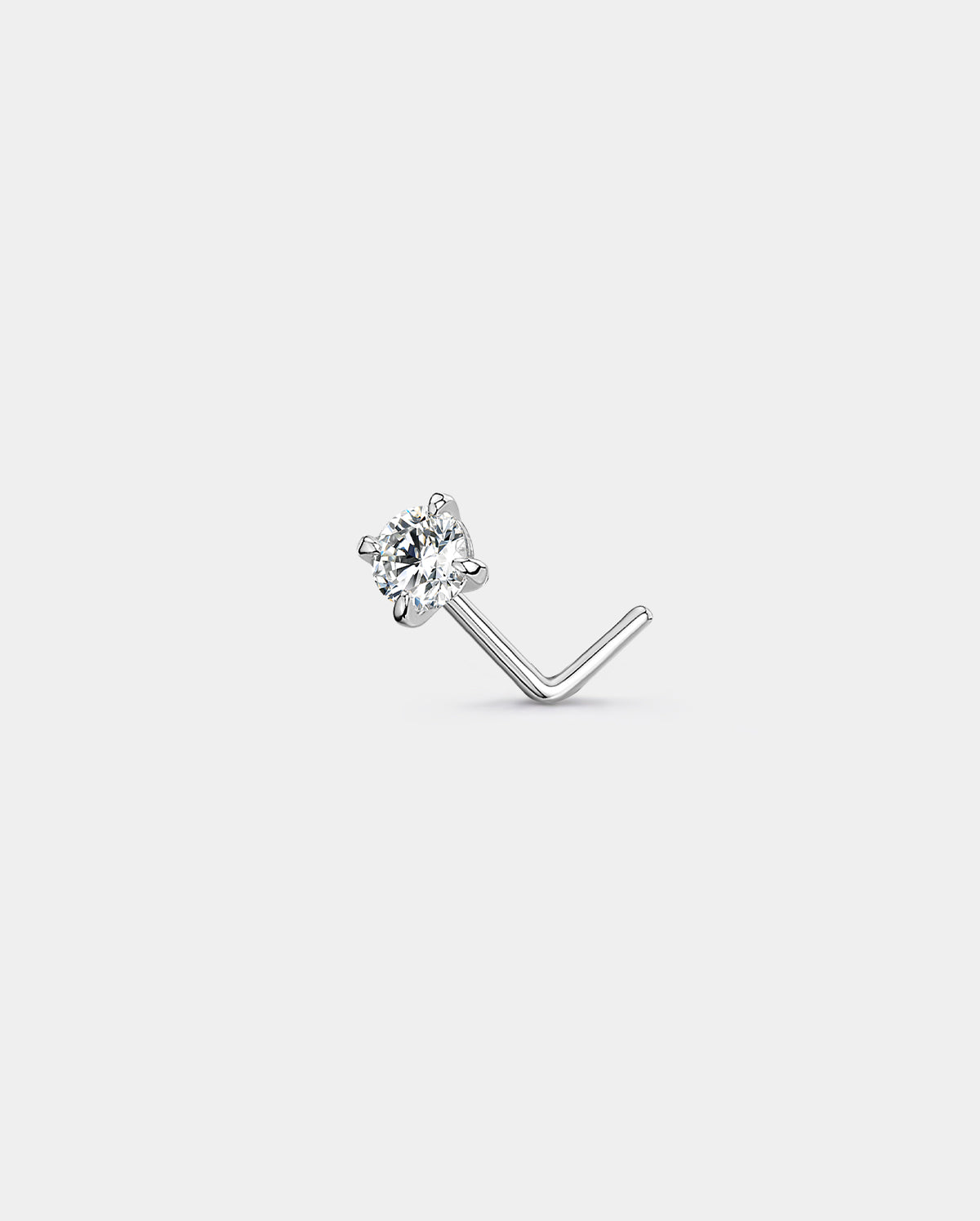 14K white gold CZ nose stud 