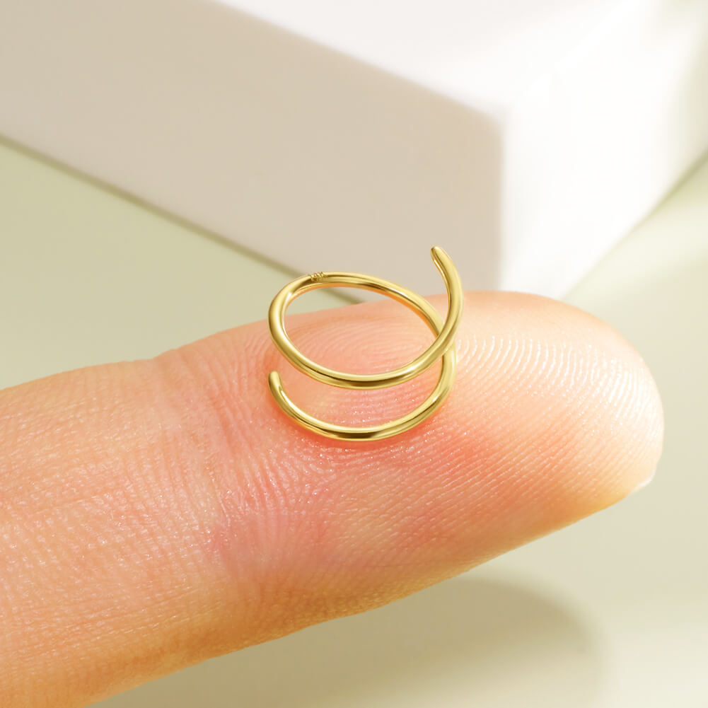 gold double nose ring