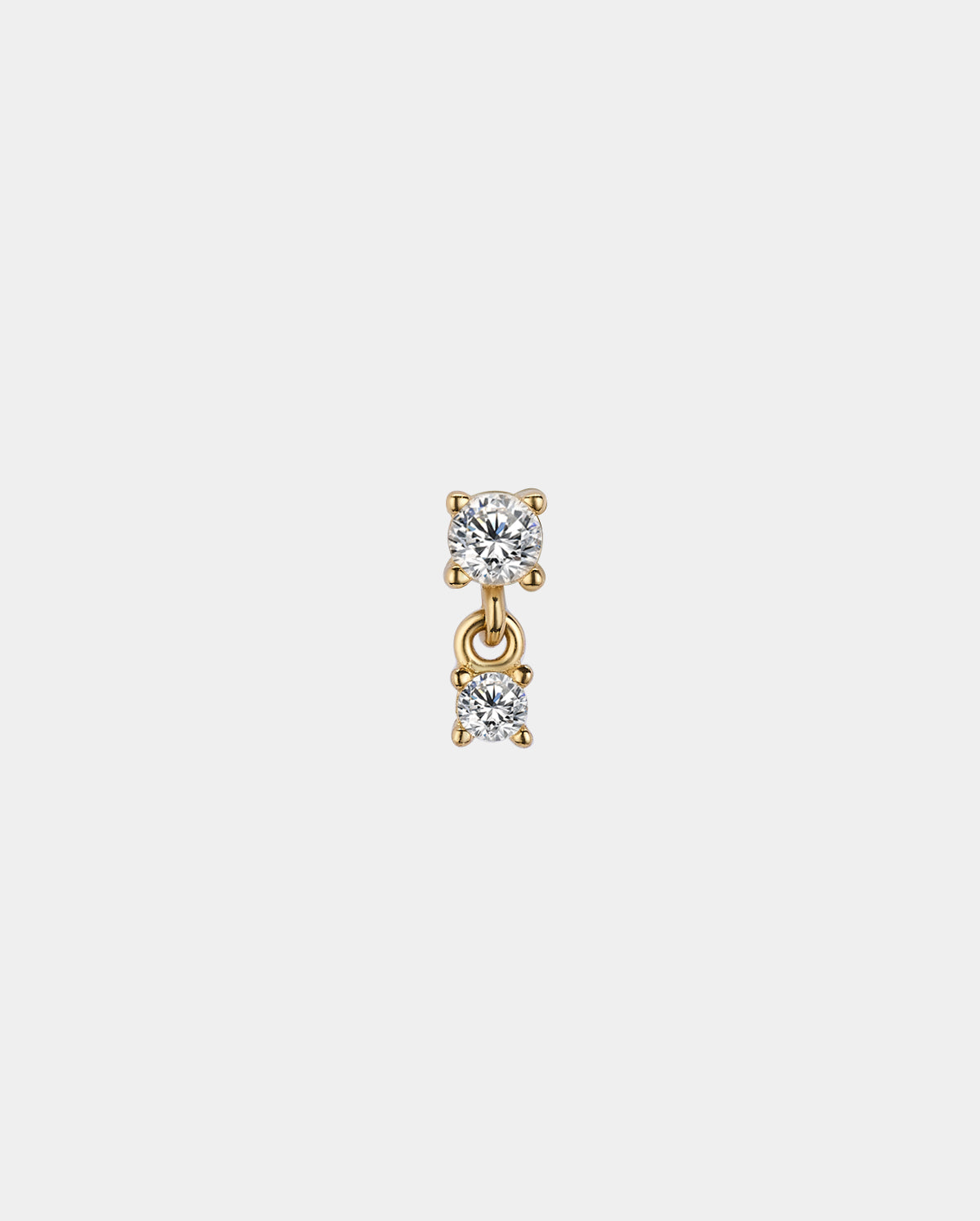 14K Gold CZ Dangle L-Shaped Nose Stud