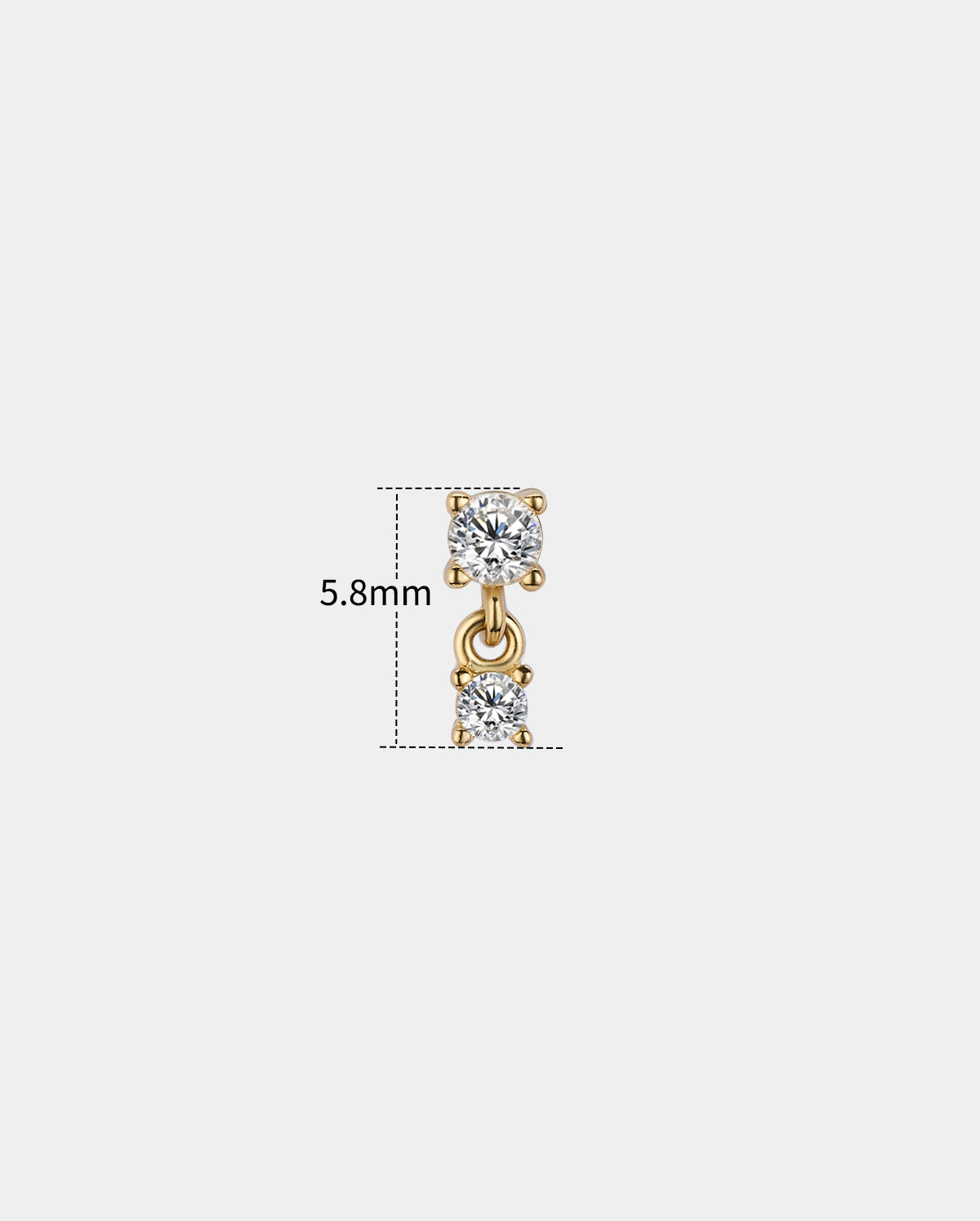 14K Gold CZ Dangle L-Shaped Nose Stud