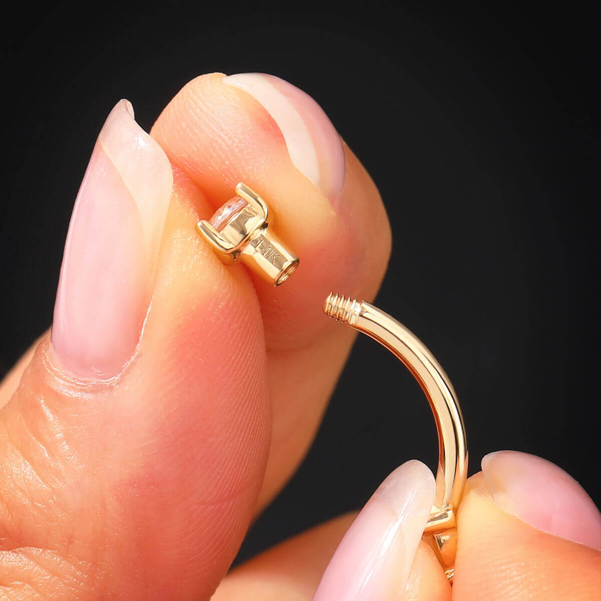 Or 14K Clear CZ Boule de remplacement 14G Anneaux de ventre Boule 14G CZ