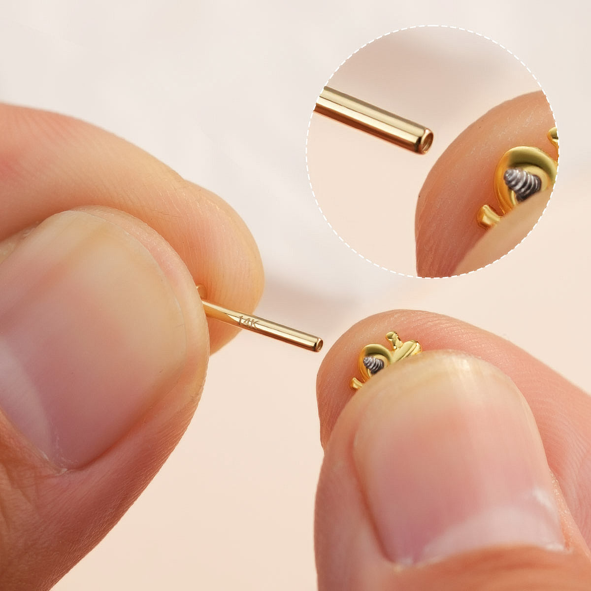 14K Solid Gold Internally Threaded Replacement Post