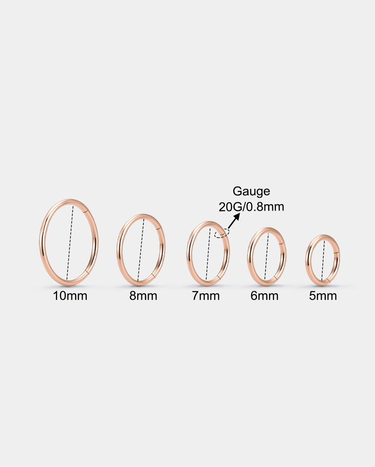 20G 14K Rose Gold Segment Nose Hoop