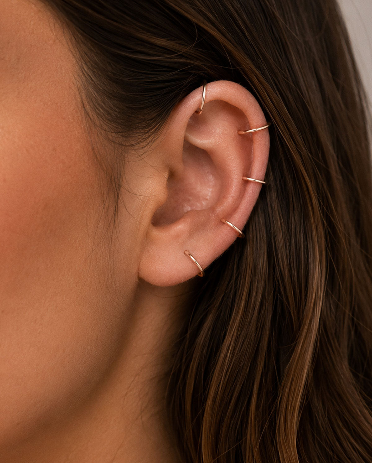 20G 14K Rose Gold Segment Nose Hoop