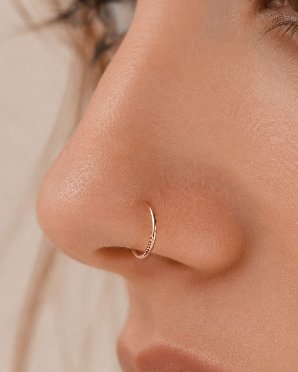 20G 14K Rose Gold Segment Nose Hoop