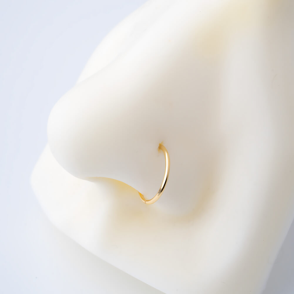 14K Solid Gold 20G Minimalist Nose Hoop Ring
