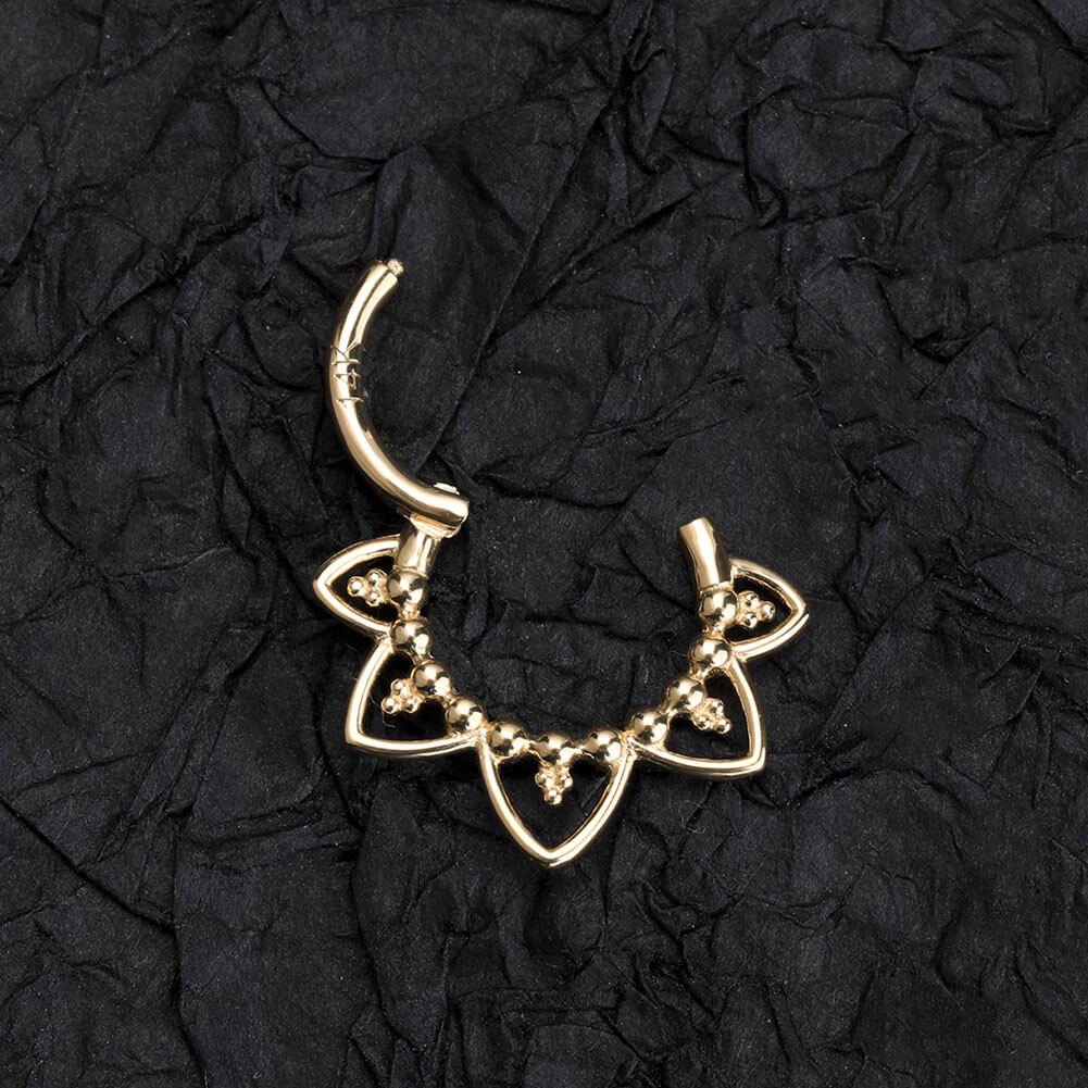 14K Gold Lotus Flower Style 16G Septum Ring Daith Earrings