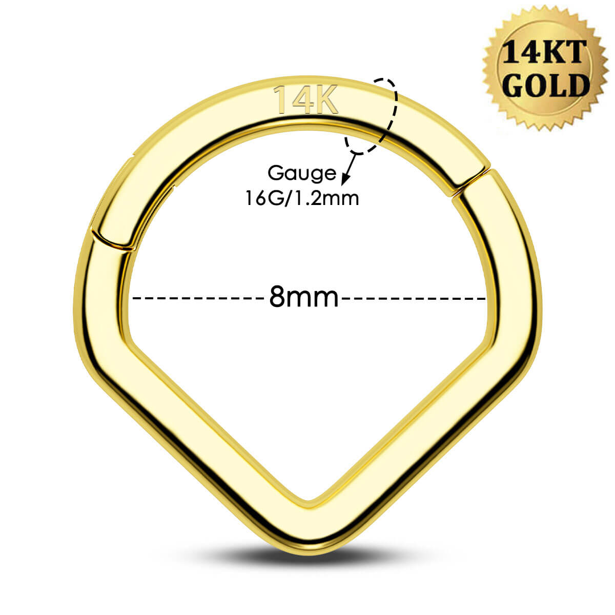 8mm 14k gold septum ring