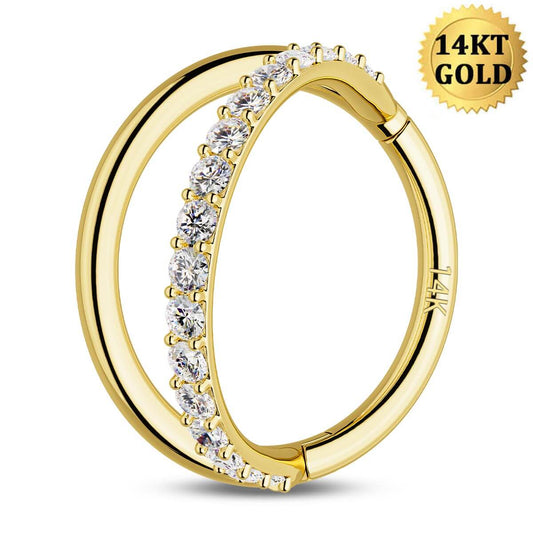 14k gold double cartilage piercing hoops