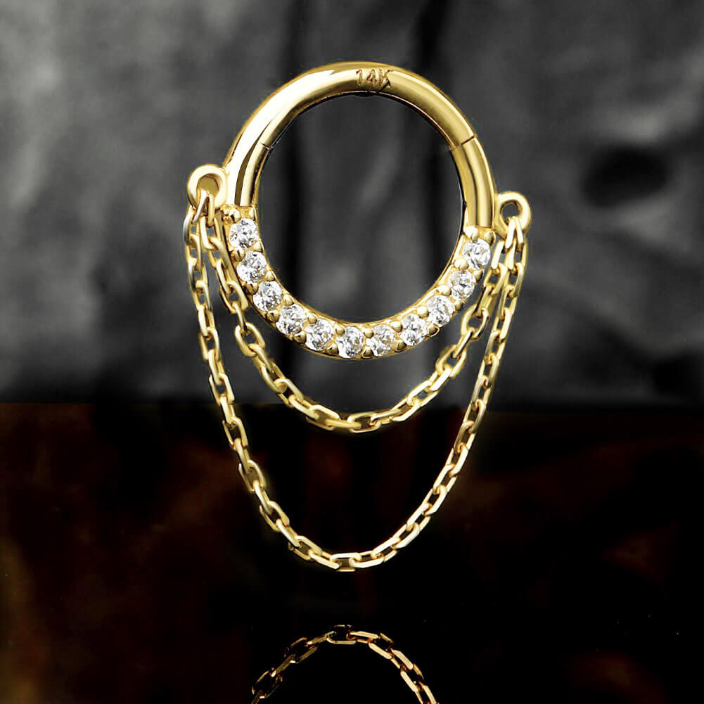 chain septum ring oufer body jewelry