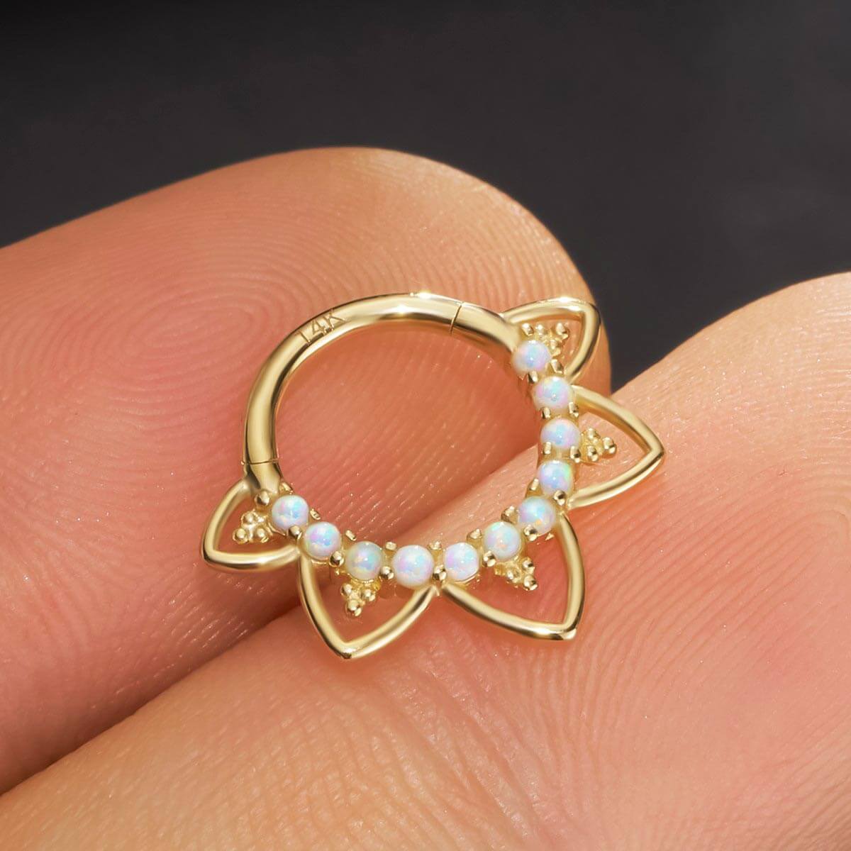 14k gold opal septum ring