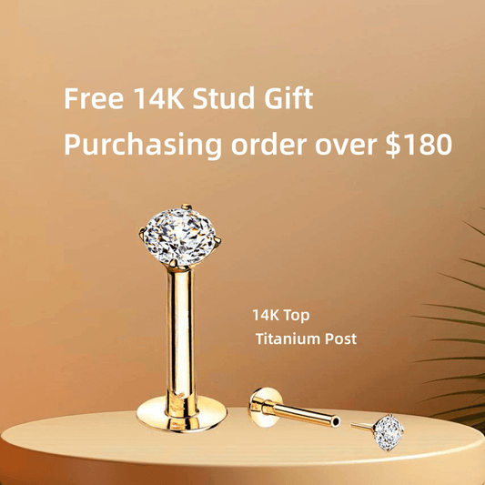 14K Gold Threadless Push Pin Stud Free Gift (Not For Sale)