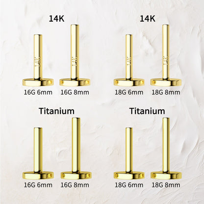 14K Solid Gold Triple CZ Threadless Push Pin Labret Nose Stud