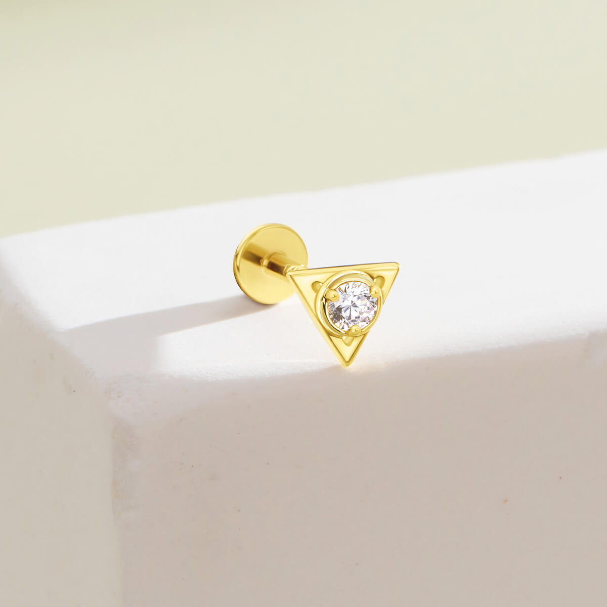 flat triangle nose piercing stud