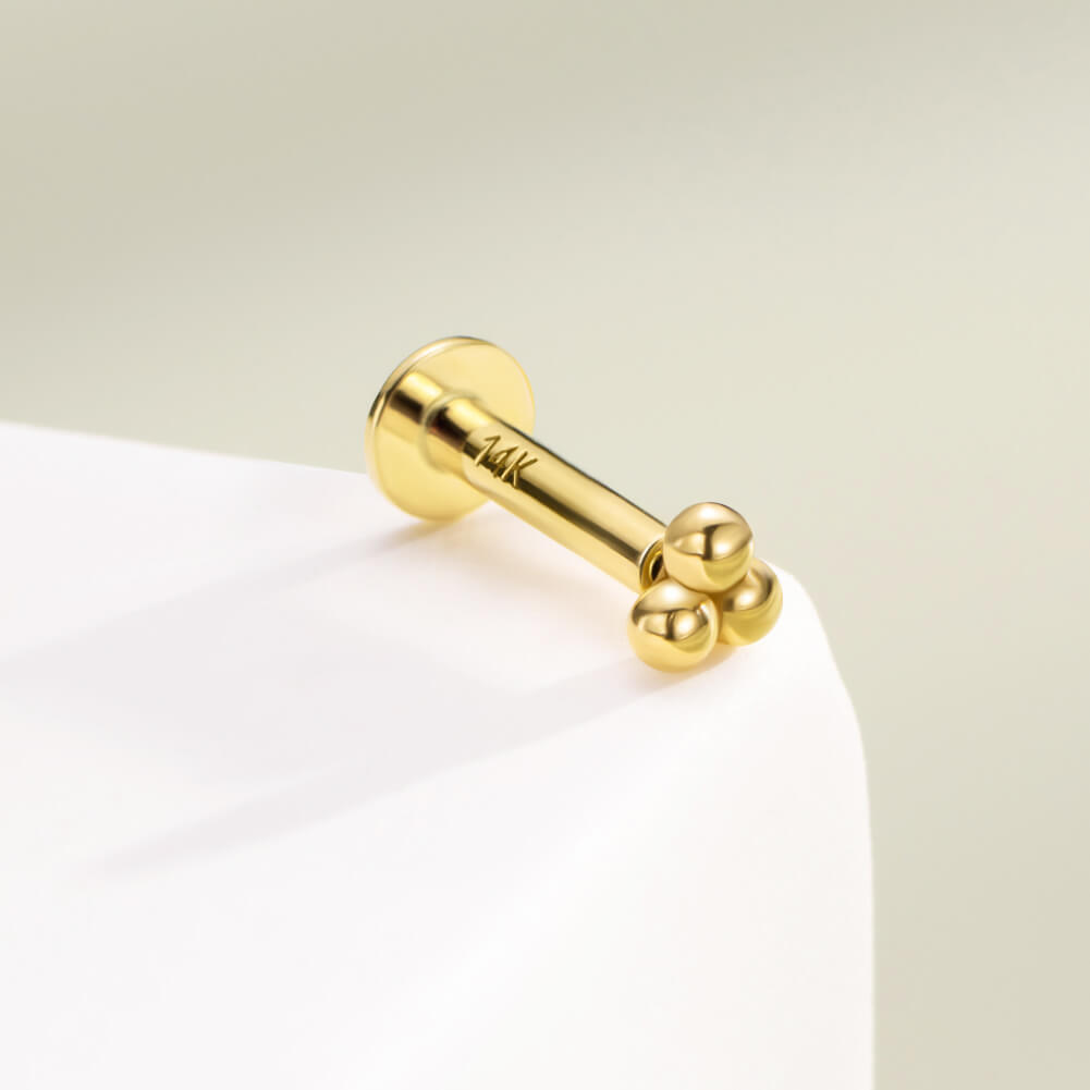 Crystal Bar Threadless Flat Back Stud Gold