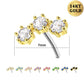 14K Solid Gold Gorgeous Triple CZ Push Pin Helix Earring