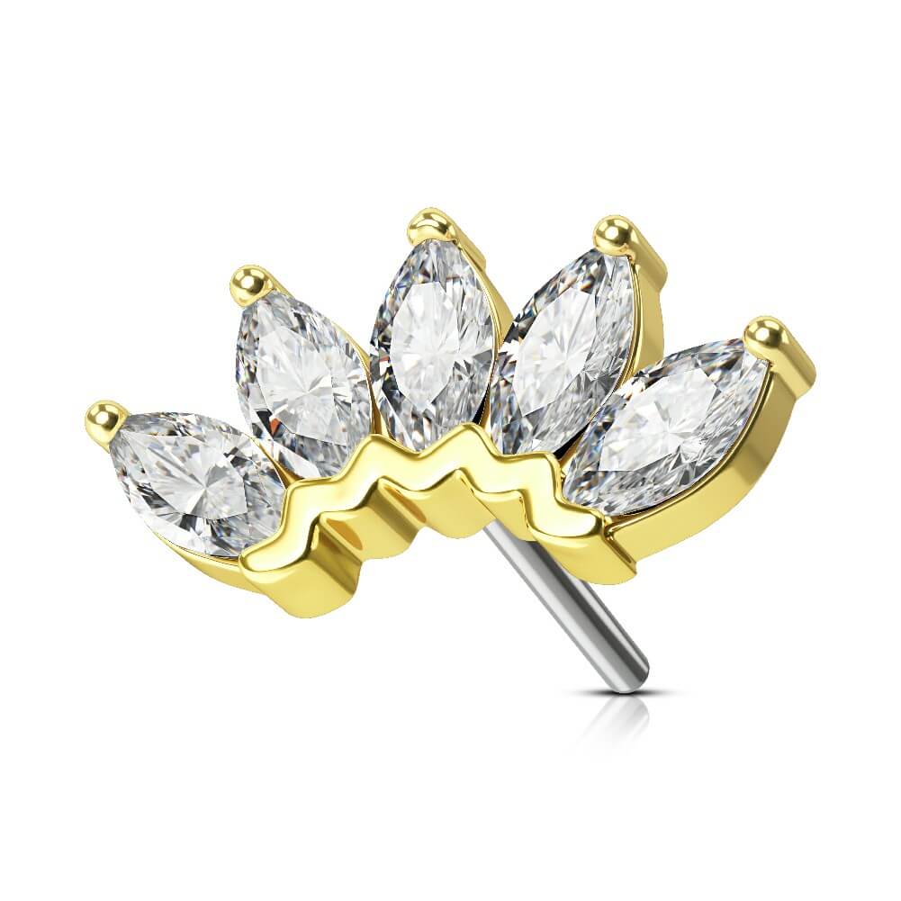14K Marquise Crown Stud Earrings 14K White Gold